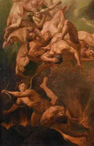 Antiquités - Saint Michael Expels The Angels, Roman School, 17/18th Century