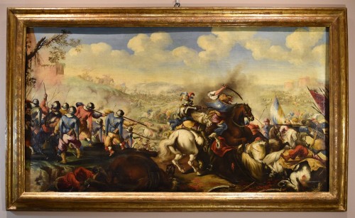Bataille entre les cavaleries chrétienne et turque - Tableaux et dessins Style Louis XIV