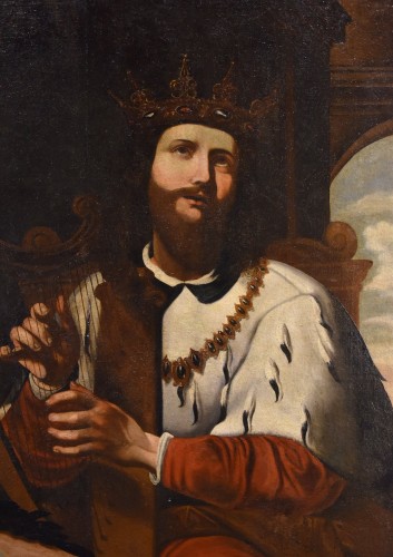 Le roi David jouant de la harpe, écoleespagnole du 17e siècle - Louis XIII
