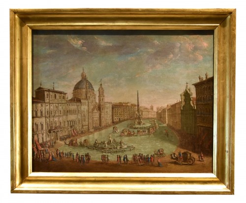  View Of Rome With Piazza Navona Floode, Italy 18th century
