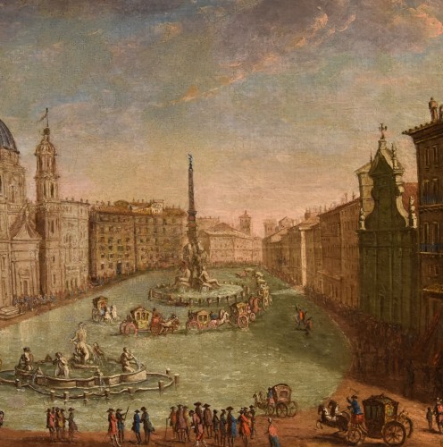 Vue de Rome avec la Piazza Navona, Italie 18e siècle - Antichità Castelbarco