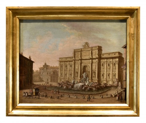 Vue de Rome avec la fontaine de Trevi, Attribué à Giovanni Giacomo Van Lint (Rome 1723 - 1790)