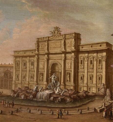 Paintings & Drawings  - View Of Rome With The Trevi Fountain, Attributed to Giovanni Giacomo Van Lint