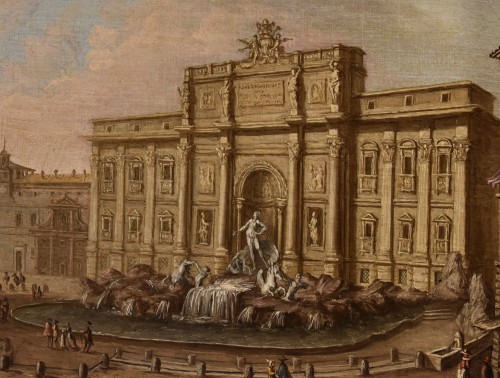 View Of Rome With The Trevi Fountain, Attributed to Giovanni Giacomo Van Lint - 