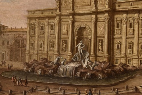 18th century - View Of Rome With The Trevi Fountain, Attributed to Giovanni Giacomo Van Lint