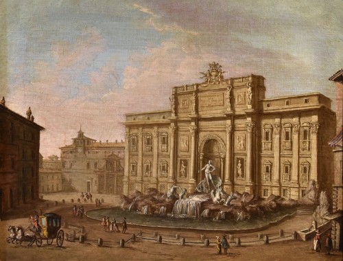 View Of Rome With The Trevi Fountain, Attributed to Giovanni Giacomo Van Lint - Louis XV