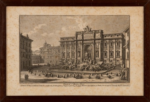 Antiquités - View Of Rome With The Trevi Fountain, Attributed to Giovanni Giacomo Van Lint