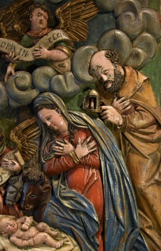 Sculpture en haut-relief représentant la Nativité, Espagne (Séville) XVIe siècle - Antichità Castelbarco