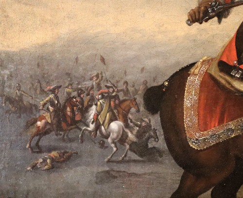 Equestrian Portrait With Battle Scene, Flemish school of the 17th century - 