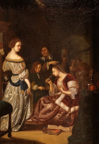 Paintings & Drawings  - Elegant Company In An Interior, Workshop of Frans Van Mieris (1635 - 1681)