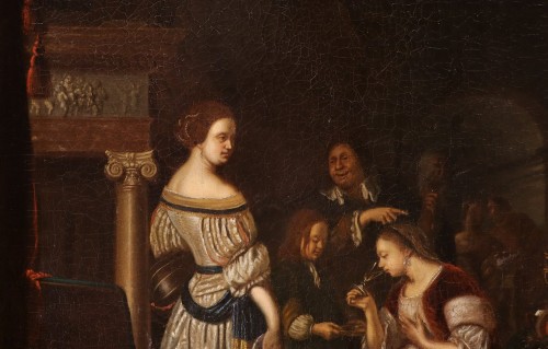Antiquités - Elegant Company In An Interior, Workshop of Frans Van Mieris (1635 - 1681)