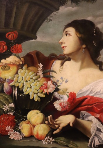 Louis XIV - Femme avec des fleurs et des fruits, atelier d'Abraham Brueghel (1631 - 1690)