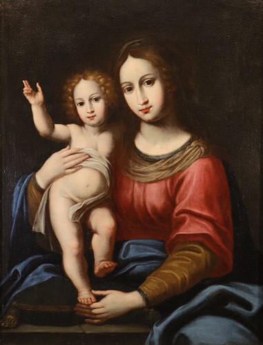 Madone à l'Enfant, Atelier d'Alessandro Allori (1535 - 1607) - Tableaux et dessins Style Louis XIII
