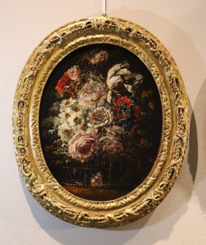 Tableaux et dessins Tableaux XVIIe siècle - Paire de natures mortes de fleurs, atelier de Margherita Caffi (1647 – 1710)
