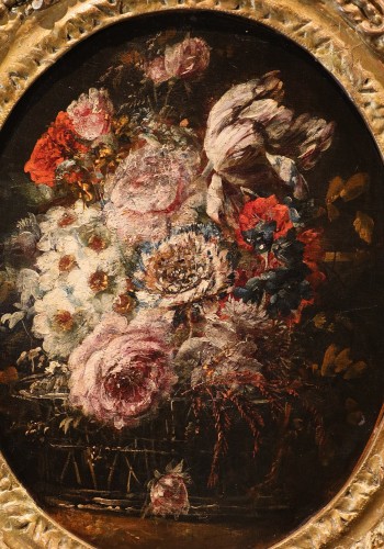 XVIIe siècle - Paire de natures mortes de fleurs, atelier de Margherita Caffi (1647 – 1710)