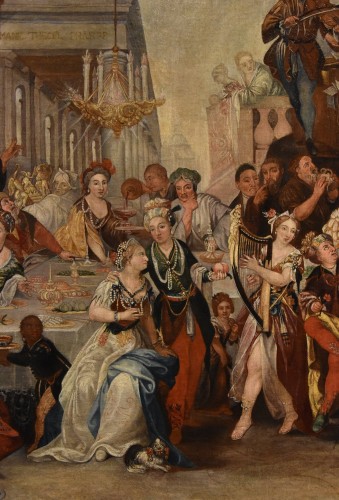 Antiquités - Le festin de Balthazar, Flandres 17e siècle