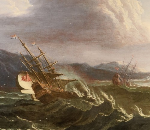 Stormy Sea With Ships, workshop of  Matthieu Van Plattenberg (1608 - 1660) - 