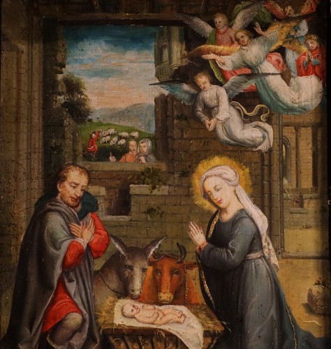 Paintings & Drawings  - The Nativity Of Jesus, Flemish school, late 16th early 17th century 