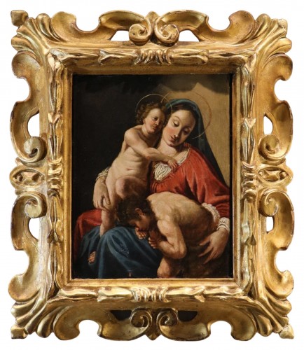 Madone à l'Enfant et Saint Jean-Baptiste, école italienne fin du 17e siècle