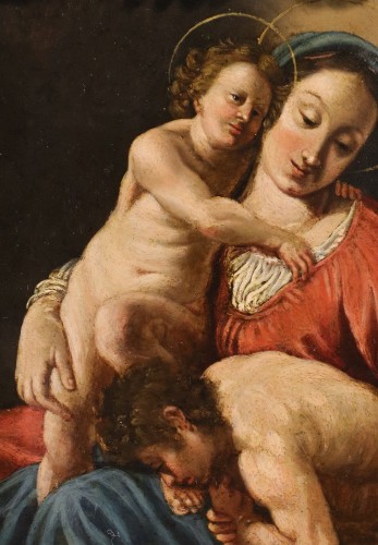 Madone à l'Enfant et Saint Jean-Baptiste, école italienne fin du 17e siècle - Louis XIV