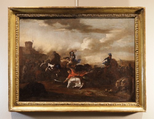 Pair Of Battle Scenes, Jacques Courtois The Burgundian ( 1621 – 1676) - Paintings & Drawings Style Louis XIV