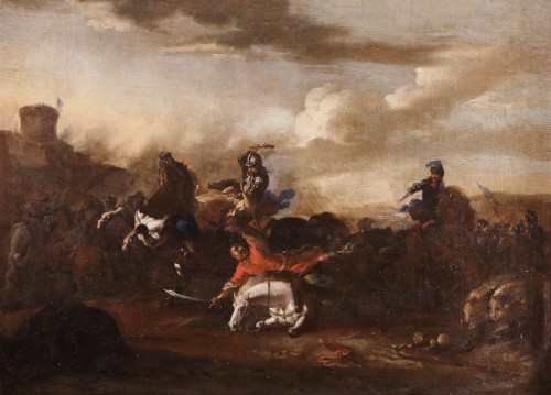 Pair Of Battle Scenes, Jacques Courtois The Burgundian ( 1621 – 1676) - 