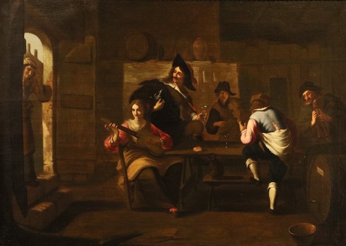 A Group Of Musicians In An Inn, Caravaggesque Painter Active In Rome 