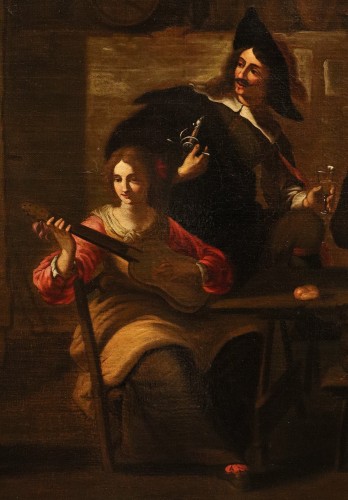 A Group Of Musicians In An Inn, Caravaggesque Painter Active In Rome  - 