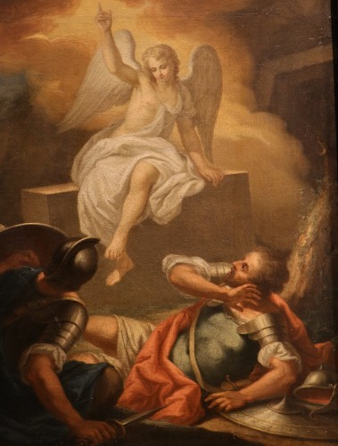 L'Ange de la Résurrection apparaît aux soldats, école italienne du 17e siècle - Antichità Castelbarco