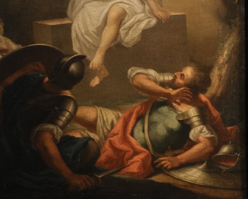 XVIIe siècle - L'Ange de la Résurrection apparaît aux soldats, école italienne du 17e siècle