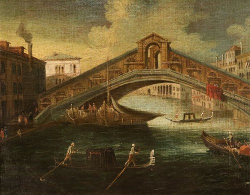 Tableaux et dessins Tableaux XVIIIe siècle - Venise et le pont du Rialto, atelier de Gabriele Bella (1730 - 1799)