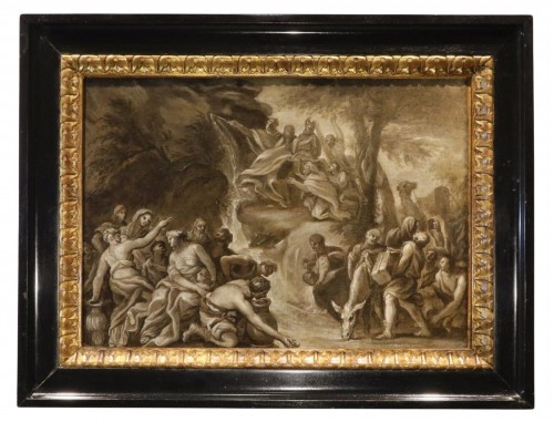 Moïse faisant jaillir l'eau du rocher, École romaine du XVIIe siècle