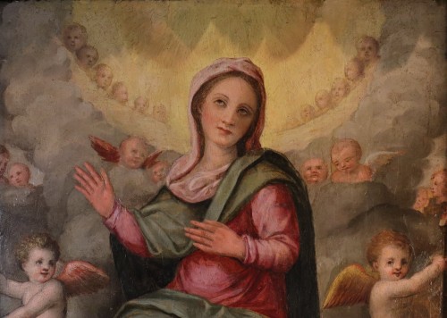 Paintings & Drawings  - Madonna In Glory Surrounded By Angels, Italian school of the 17th century