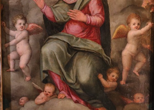 17th century - Madonna In Glory Surrounded By Angels, Italian school of the 17th century