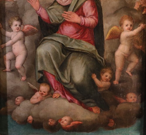 Madonna In Glory Surrounded By Angels, Italian school of the 17th century - Louis XIII