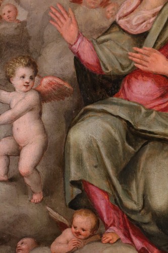 Antiquités - Madonna In Glory Surrounded By Angels, Italian school of the 17th century