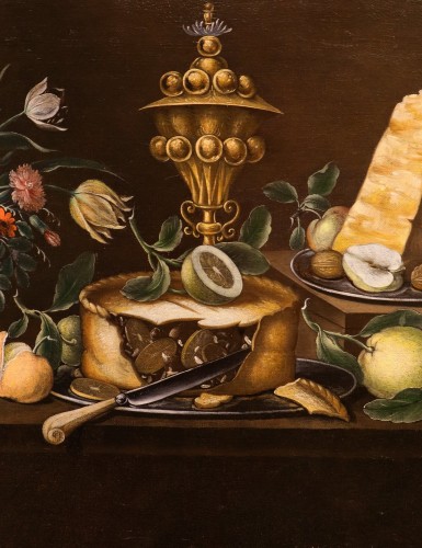 Tableaux et dessins Tableaux XVIIIe siècle - Peintre flamand XVIIIe siècle, Nature morte avec des fleurs et fruits