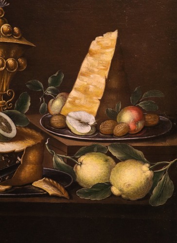 Peintre flamand XVIIIe siècle, Nature morte avec des fleurs et fruits - Antichità Castelbarco