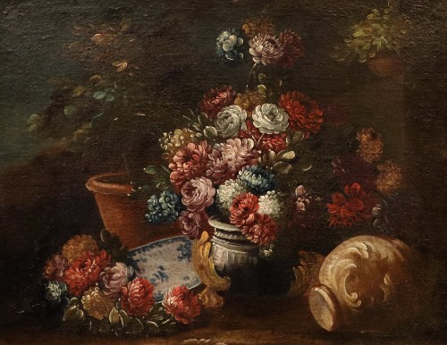 Still Life with Flowers in a Garden, Italian school of the 18th century
