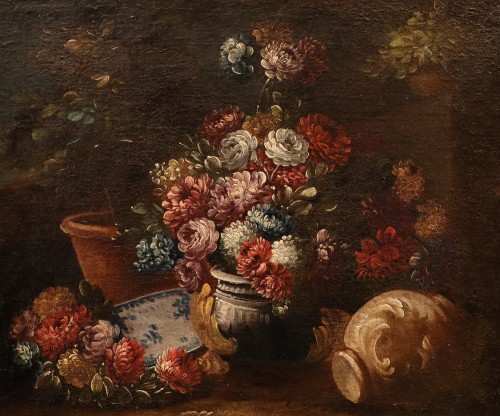 Louis XIV - Still Life with Flowers in a Garden, Italian school of the 18th century