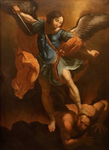 The Archangel Michael, Italian school of the 17th century Follower Of Guido Reni - Paintings & Drawings Style Louis XIV
