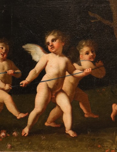 Tableaux et dessins Tableaux XVIIe siècle - Jeu d'amours avec le char de Vénus, atelier de Francesco Albani (1578 - 1660)