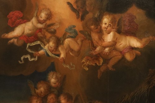 Antiquités - L'Adoration des bergers, école flamande du 17e siècle