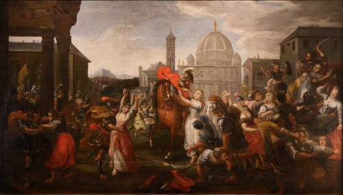 L'enlèvement des Sabines, école italienne dju 17e siècle - Tableaux et dessins Style Louis XIII
