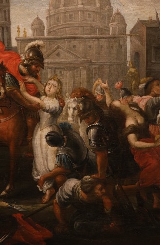 Tableaux et dessins Tableaux XVIIe siècle - L'enlèvement des Sabines, école italienne dju 17e siècle