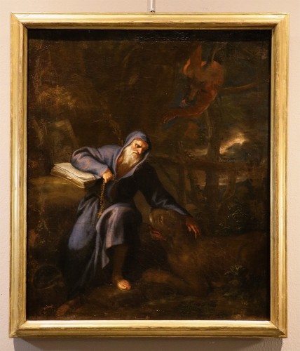 Les tentations de saint Antoine, atelier de Pier Francesco Mola (1612 – Rome, 1666) - Tableaux et dessins Style Louis XIII