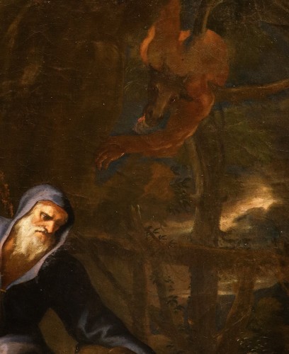 Antiquités - Les tentations de saint Antoine, atelier de Pier Francesco Mola (1612 – Rome, 1666)
