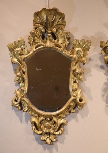 Paire de miroirs - Italie, Venise XVIIIe siècle - Miroirs, Trumeaux Style Louis XV
