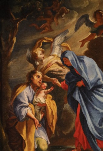XVIIe siècle - La Sainte Famille avec des anges (esquisse), école italienne du 17e siècle