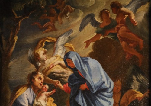 La Sainte Famille avec des anges (esquisse), école italienne du 17e siècle - Louis XIV